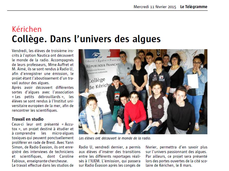 Rencontre avec les collègiens et Radio Evasion