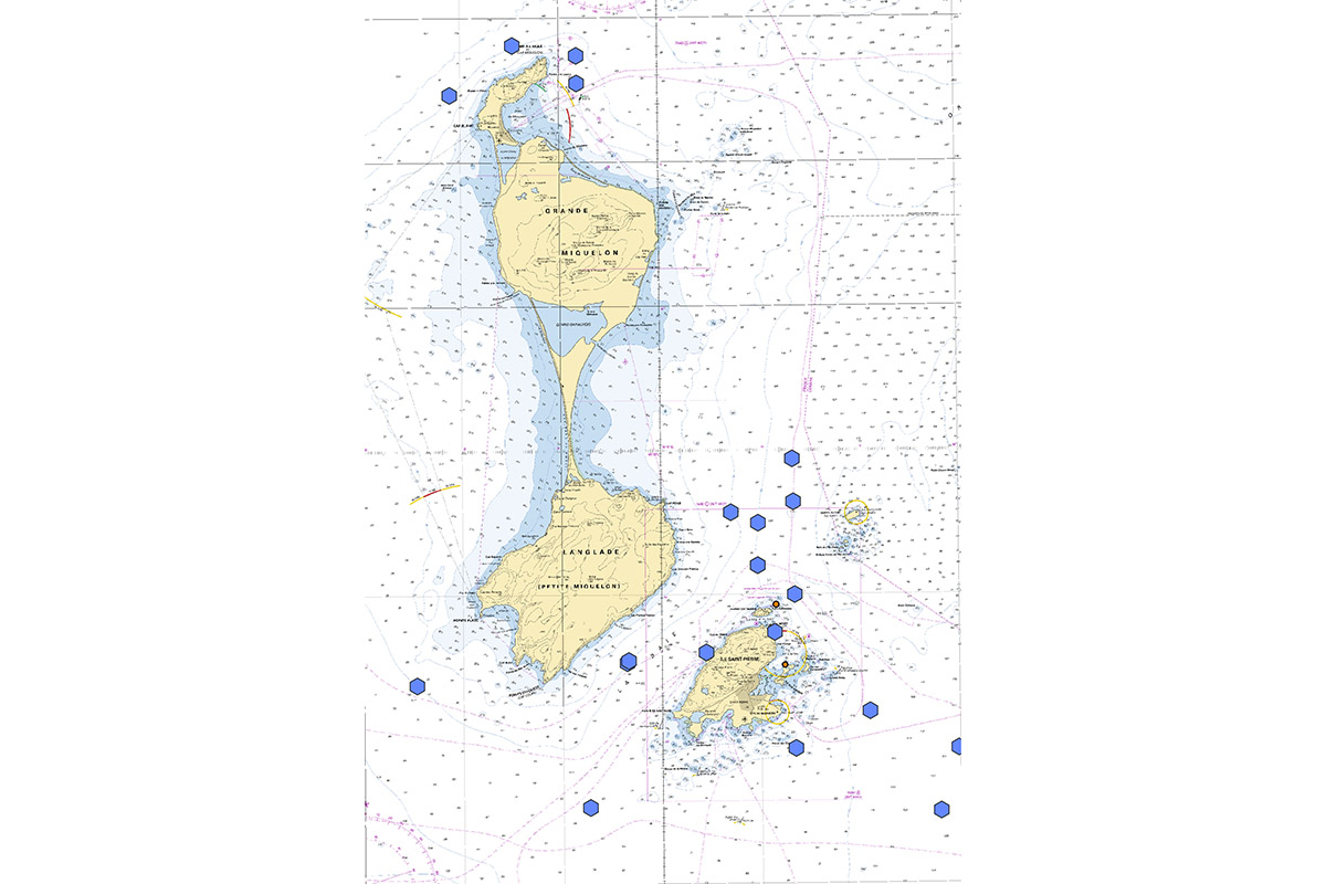 Carte de déploiement des AUVs à Saint-Pierre-et-Miquelon